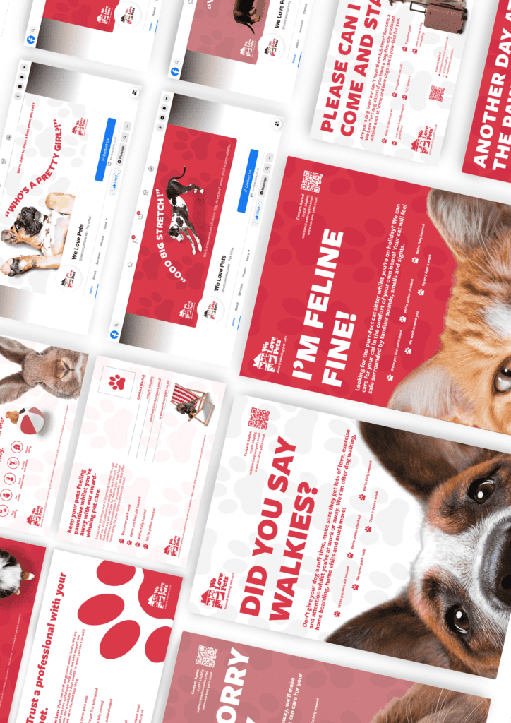 We Love Pets branding cards