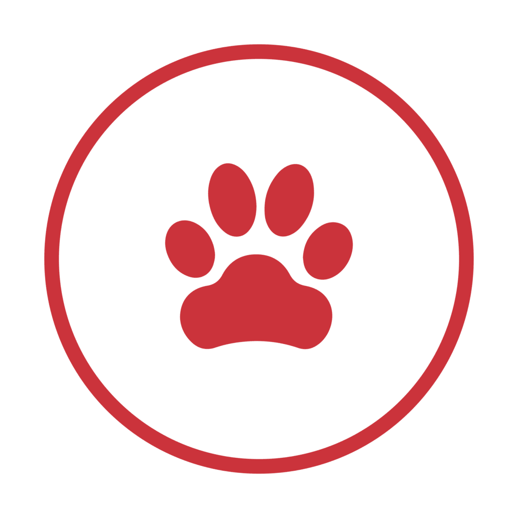 Red paw circle icon