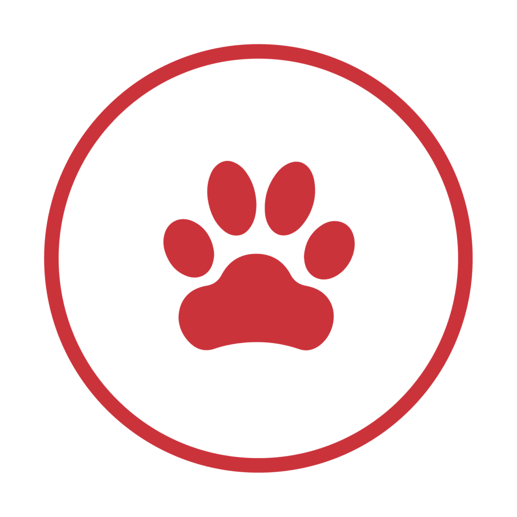 Red paw circle icon