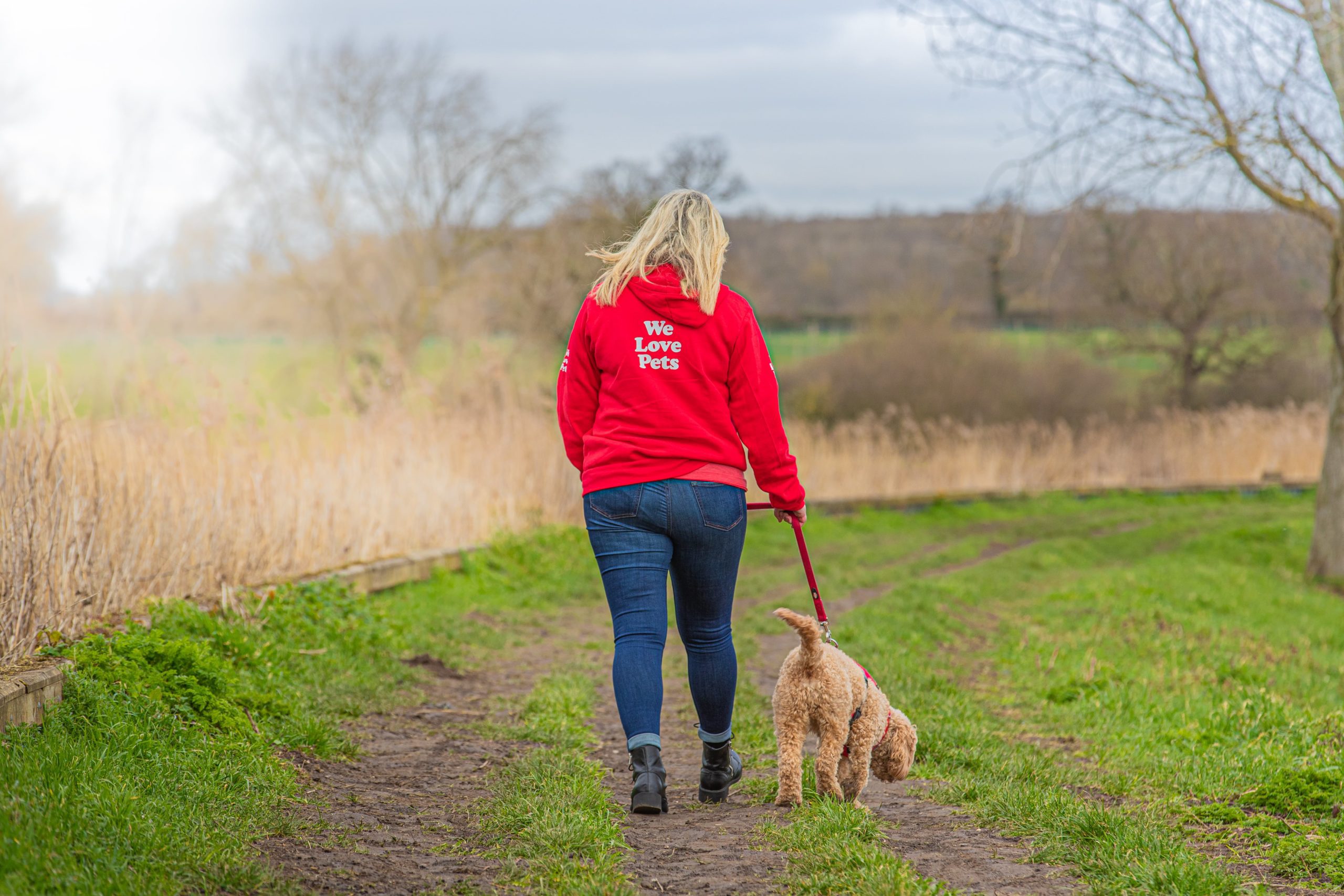 Charlotte from We Love Pets Ware walking a dog