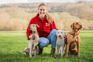 We Love Pets dog walker with three happy dogs, showing how pets improve mental health