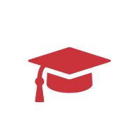 Red graduation cap icon